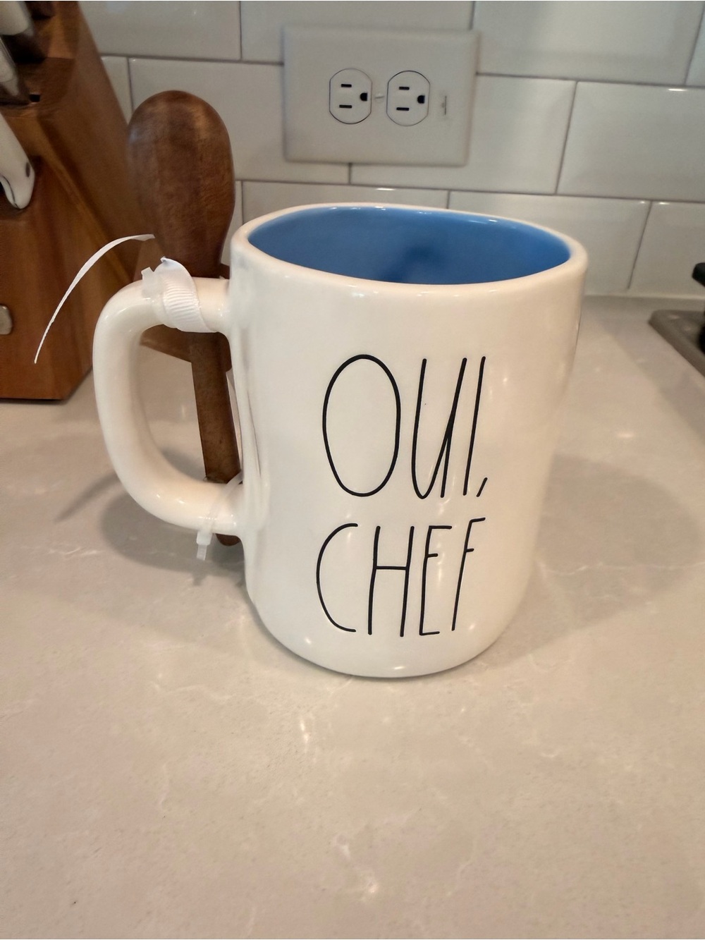 Rae Dunn Pixar Ceramic Mug with Blue Interior - Oui, Chef